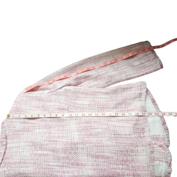 Cartise vintage pink & white fringed jacket blazer single button closure 8 - Picture 16 of 16